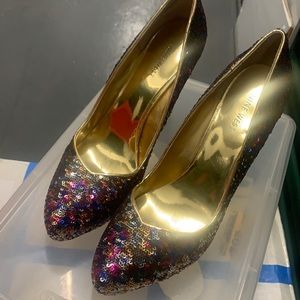 Multicolored Sequin Platform Heel